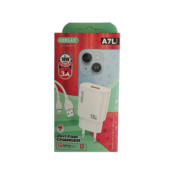 Gerlax 18W, 2in1 Charger, 3A, White Color, Model No. A7L