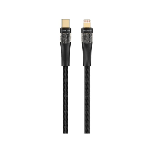 Green Lion Transparent Cable USB-C to Lightning 18W, Black Color