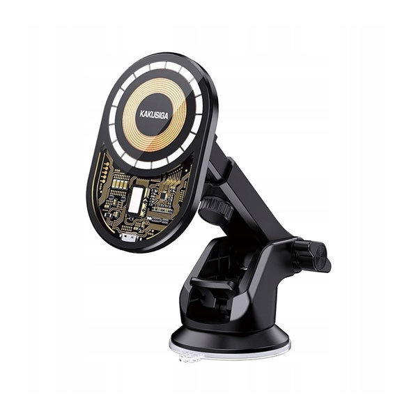 Kakusiga Transparent Magnetic Wireless 15W Fast Charging 360 Rotating Car Windsheild Dashboard Phone Holder Model No. KSC-1155