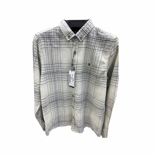 Liwali Plaid Shirt White Colored with Gray Vertical & Horizontal Lines