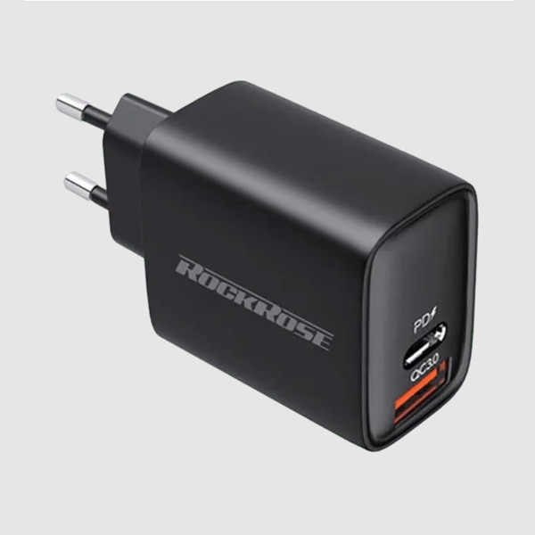 Rockrose Wall Charger Casa AC Neo 20W PD & QC 3.0, Black Color, Model No. RRTCC06UK