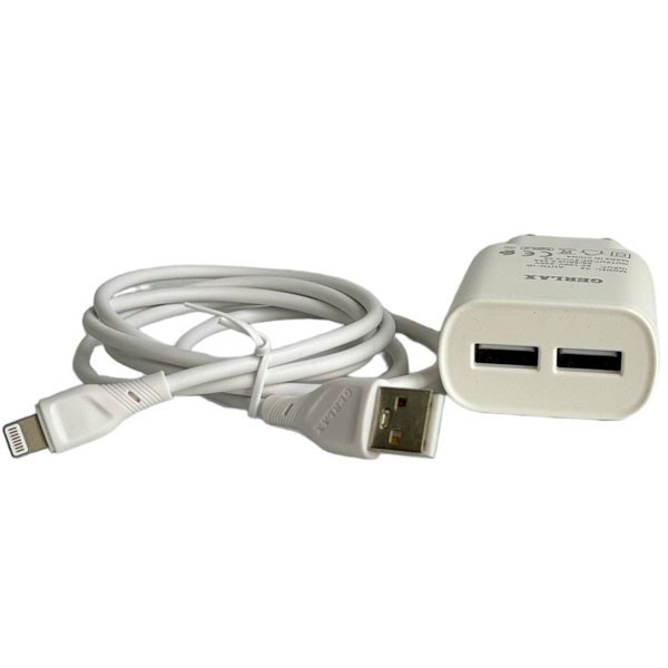 Gerlax 2in1 USB Charger, 2.4A, White Color, Model No. A2L