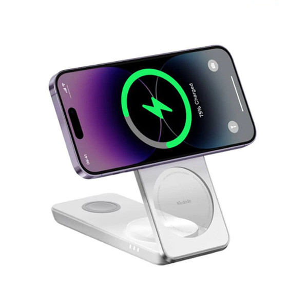 Mcdodo Peace Series 3in1 Foldable Magnetic Wireless Charger, White Color, Model No. CH-1150