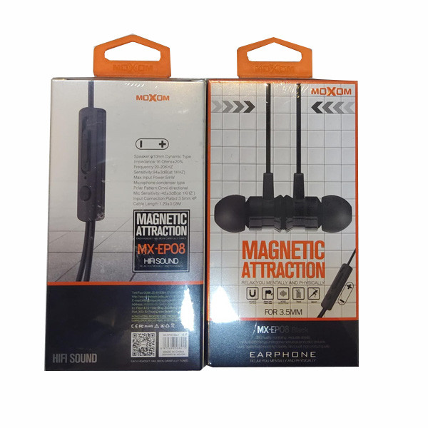 Moxom Earphones with 3.5mm Plug Black Model No. MX-EP08