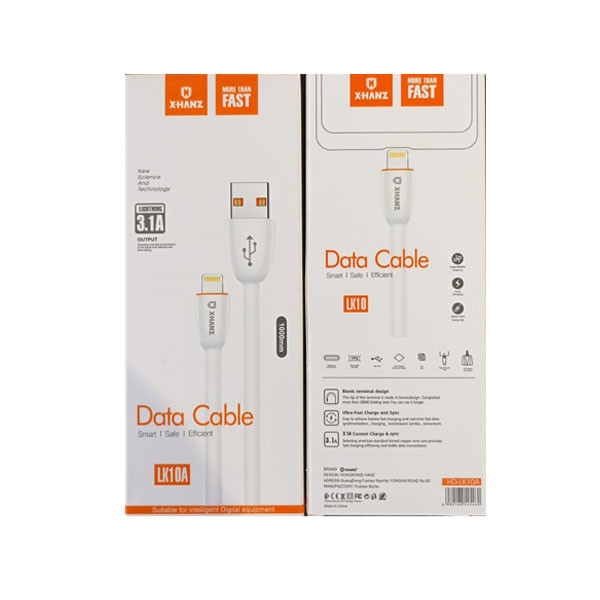 X-Hanz Lightning Data Cable, 3.1A, Fast Charging, White Color, Model No. LK10A