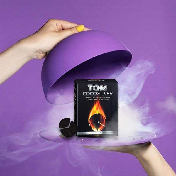 Tom Coco Silver Hookah Natural Charcoal, 60pcs, Coconut Smell