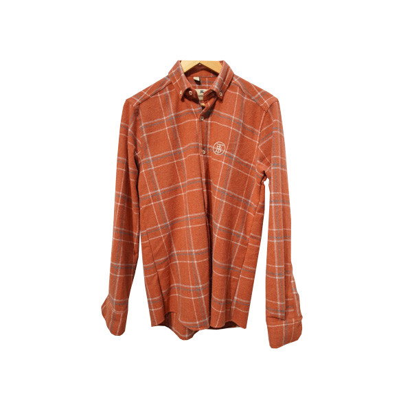 Burberry Winter Shirt for Men with Horizontal Stripes - Orange Brown Color