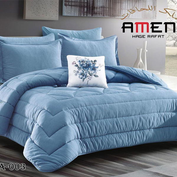 Amen Hage Rafat Set of 7 pieces (Comforter, Filted Sheet, 2 Pillow Cases, 2 Pillow Shams, Cushion) Electric Blue Color, Model No. JESSICA-003