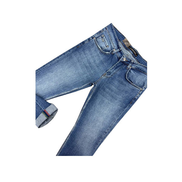 Emporio Armani Blue Denim Washed Out Color Jean Straight Line with Turned Patties for Men Model No. 20.26/5