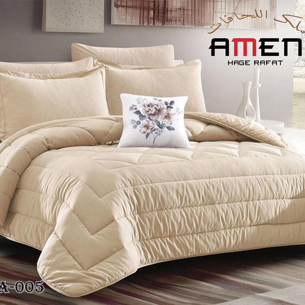 Amen Hage Rafat Set of 7 pieces (Comforter, Filted Sheet, 2 Pillow Cases, 2 Pillow Shams, Cushion) Beige Color, Model No. JESSICA-005