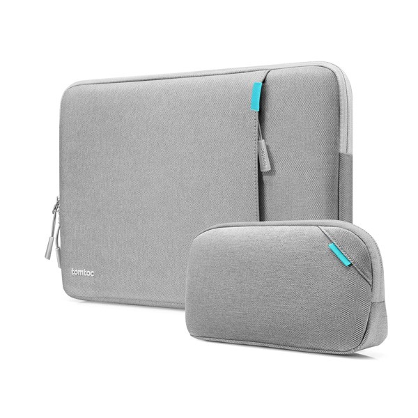 Tomtoc 360 Protective Laptop Sleeve Case Set 15" MacBook Air M4/A3241 2025, M3/A3114 M2/A2941, 15" MacBook Pro A1990 A1707, Dell XPS 15 Plus, Gray Color, Model No. A13E3GW