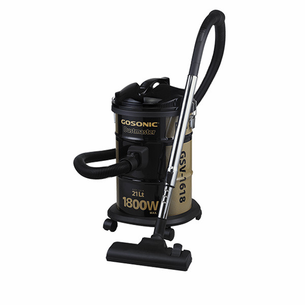 Gosonic Drum Type Vacuum Cleaner, Black-Beige, 21Lt, 1800W Model No. GSV-1521
