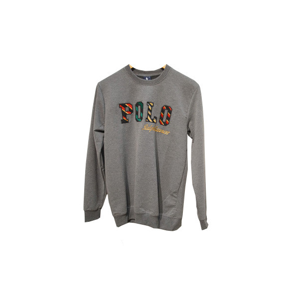 Polo Ralph Lauren Winter Blouse for Men with Big Multicolor Logo Graphic Print - Gray Color