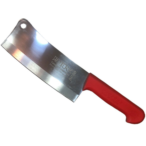 Pro Turk Stainless Steel Meat Cleaver with Red Plastic Silicone Handle, Model No. 5030