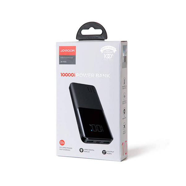 Joyroom 10000mah 15W 3.1A Power Bank with Digital Display, Black Color, Model No. JR-T013