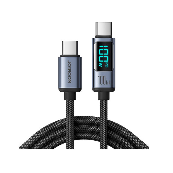 Joyroom 100W USB-C, Type-C to USB-C, Type-C Digital Display Fast Charging Data Cable, 1.2m, Black, Model No. S-CC100A16
