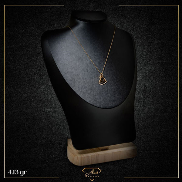 Yellow Gold Necklace 24K, 45cm long Decorated with a triple Golden & Platinum Heart, 4.13gr, for Women