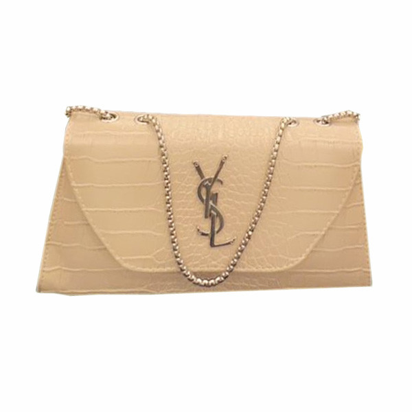 Yves Saint Laurent Synthetic Leather Women's Shoulder Bag, Beige Color with Metal Logo of the Brand in the Midde (Replica)