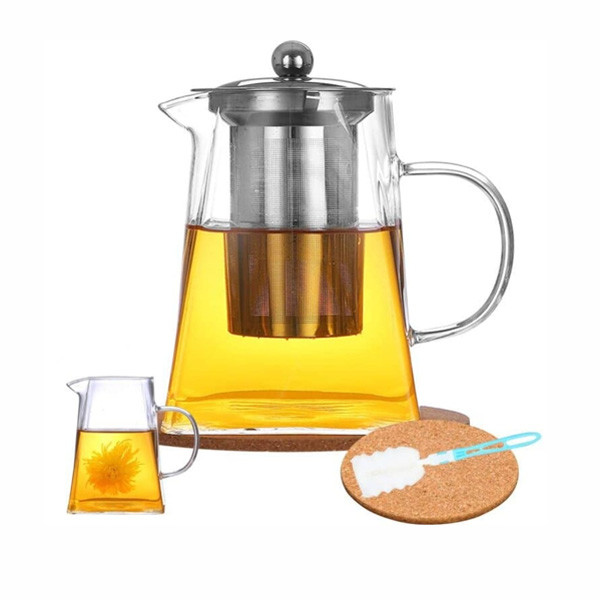 Heat Resistant Glass Teapot with Stainless Steel Filter