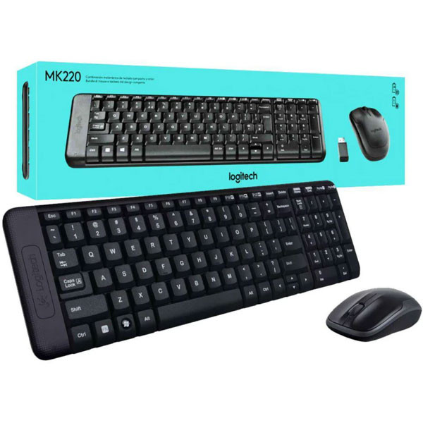 Logitech Wireless Keyboard & Mouse Combo, Black Color, Model No. MK220