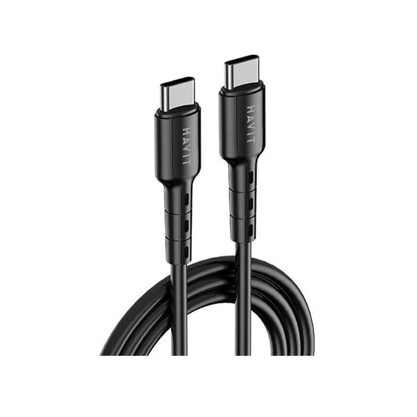 Havit USB-C to USB-C 60W Fast Charging Cable 1m, Black Color, Model No. CB6235