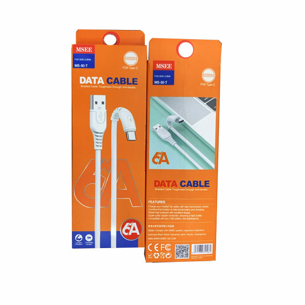 MSEE Fast Charging Data Cable Type C, 6A, White Color, Model No. MS-50-T