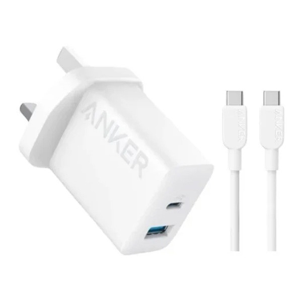 Anker Wall Charger 20W 2-Ports with USB-C Cable, White Color, Model No. B2348K21