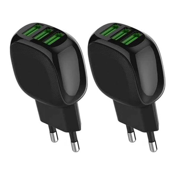 Ldnio 3 USB Ports Plug Charger Adapter, EU Type, 17W, Black Color Model No. A3309