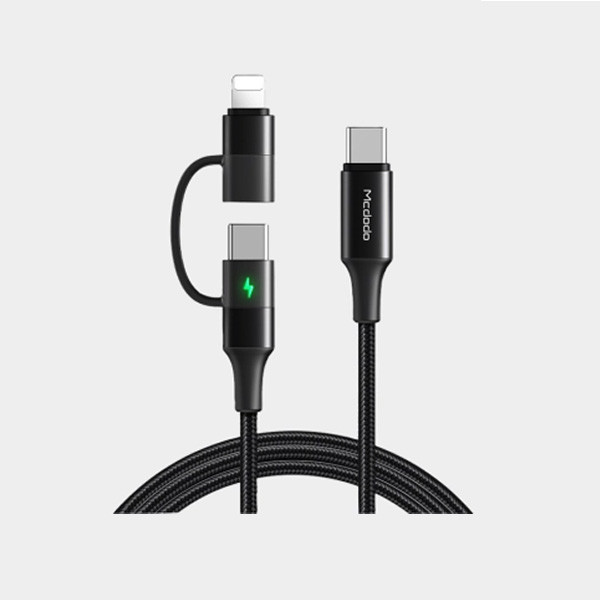 Mcdodo Quick Charge Type-C to Type-C and Lightning 2in1 Data Cable (1.2m/4ft), Black Color, Model No. CA-7120