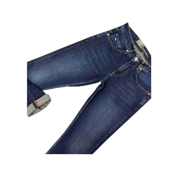 Emporio Armani Blue Black Washed Out Color Jean Straight Line with Turned Patties for Men Model No. 20.26/2