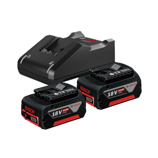 Bosch Starter Set Charger and Li-lon Batteries Model No. PRO GBA 18V 4.0Ah + GAL 18V-40
