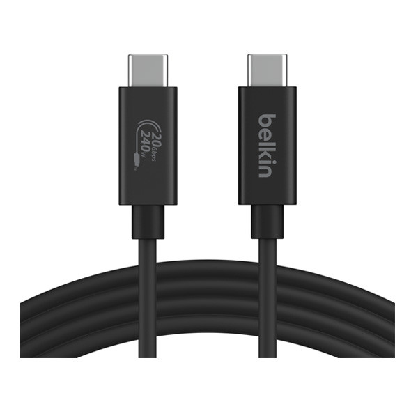 Belkin USB4 Cable, USB-C to USB-C 240W 20Gbps 2m Cable, 4K 60Hz Resolution Model No. INZ004bt2MBK
