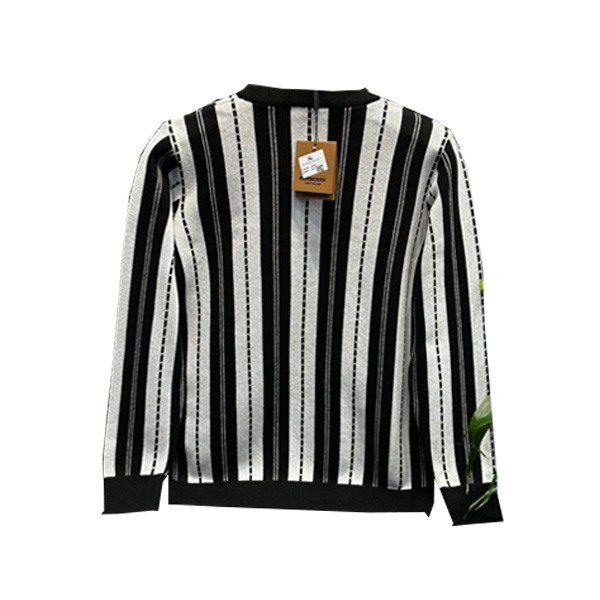 Burberry Sweater Normal Fit for Men with Dark Vertical Lines Design in 3 Color Combinations (Black & White, Beige & Blue, Dark Red & Gray)