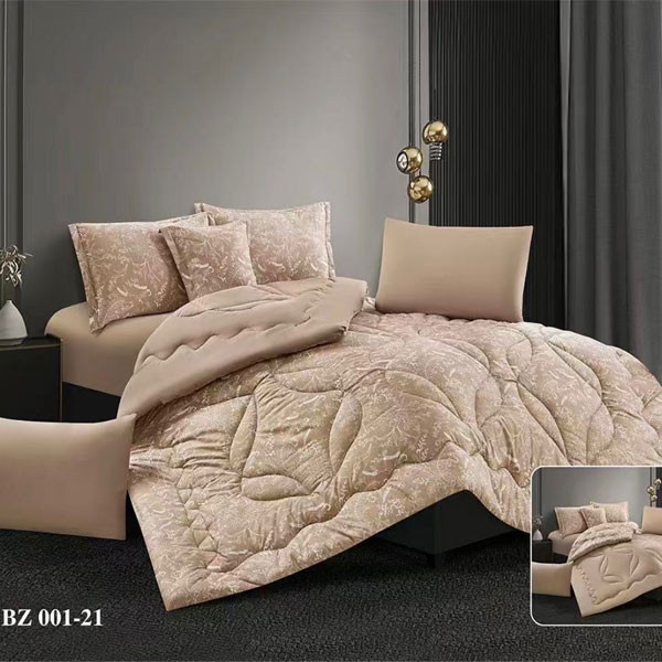 Andac Bedding Bed Set of 7 pieces Brown-White Color Decorated with Flowers, Model No. BZ 001-21