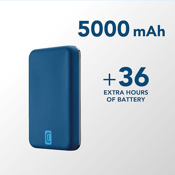 Cellularline Wireless Magsafe 5000mAh Power Bank, Blue Color, Model No. PBMAGSFCOL5000WIRB