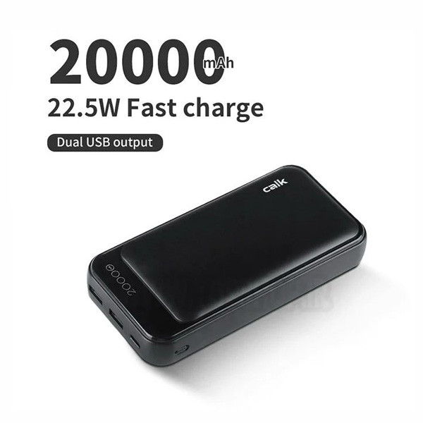 Calk Powerbank 20000mAh 22.5W Fastcharge PD+QC+2USB, Black Color