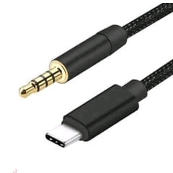 OEM Type-C to Aux Jack 3.5mm Male Stereo Audio Cable, Premium Series, 1m, Black Color, Model No. JH-033