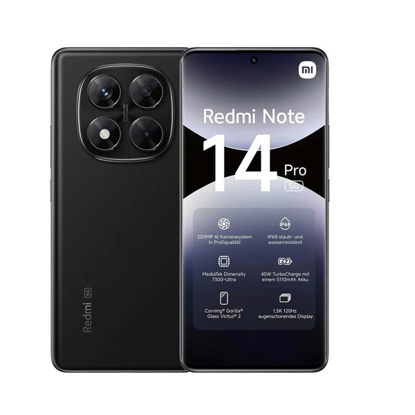 Xiaomi RedMi Note 14 Pro Midnight Black Color 12GB RAM 512GB ROM, 6932554407094