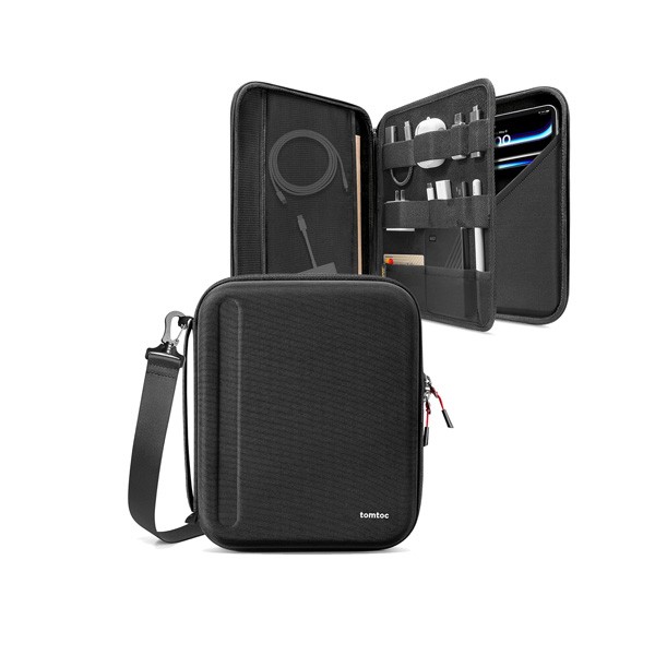 Tomtoc Portfolio Shoulder Bag for iPad Pro 2024 13 Inch iPad Pro M4 & iPad Air M2, 12.9-inch iPad Pro 6th/5th M2&M1 2022-2018,  Black Color, Model No. B07B1D1
