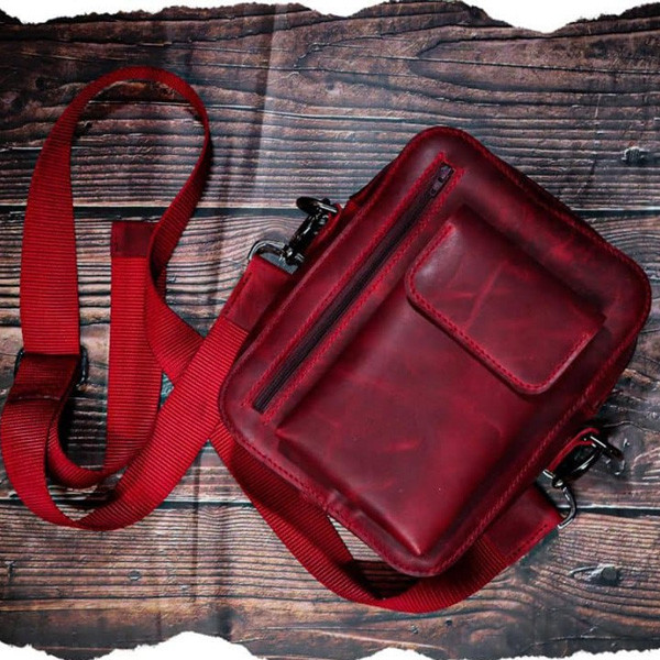 Carox Handmade Leather Multi Pocket Shoulder Bag for Men in many colors