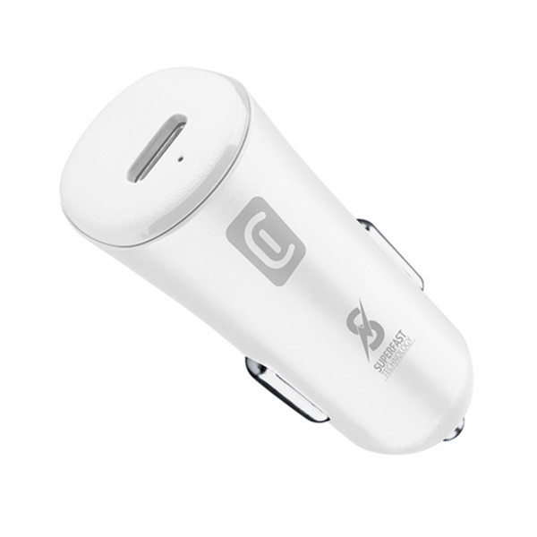 Cellularline 25W Car Charger PD, White Color, Model No. CBRSMUSBCPD25WW
