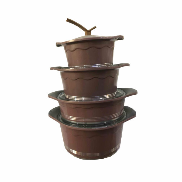 Modern Kitchen Products Aluminium Die-Casting Cookware 8pcs Set in 3 colors (Brown, Black & Dull Yellowish-Green)