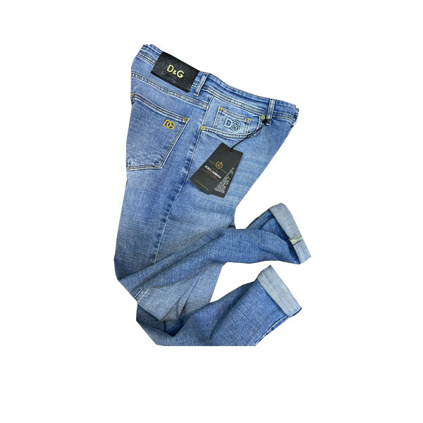 Dolce & Gabbana Blue Color Washed Οut Jean Straight Line with Embroidered Logo of D&G & Twisted Legs, for Men