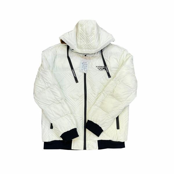 Kaizhixn Puffer Jacket with Hood & Zipper in 2 Colors (Black & White) for Men