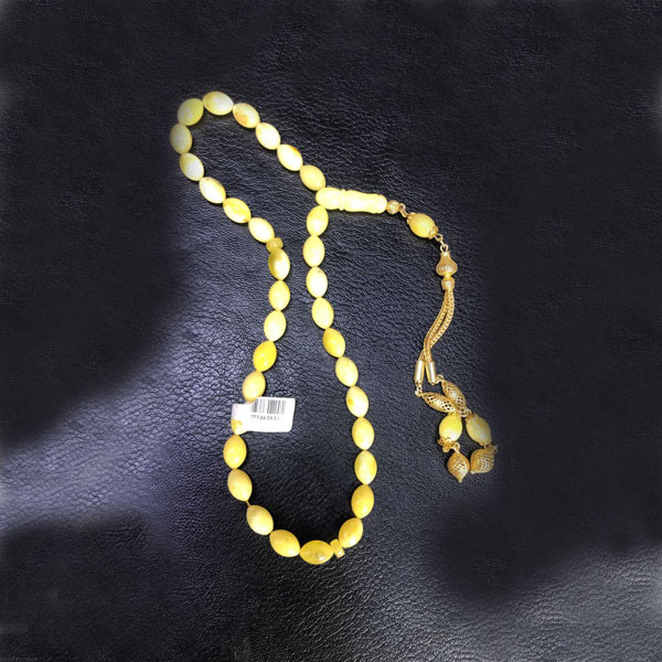 Hand Made Amber Rosary Bologna Electrolyte (16gr) with Golden & Silver Beads & Ornaments Finishing
