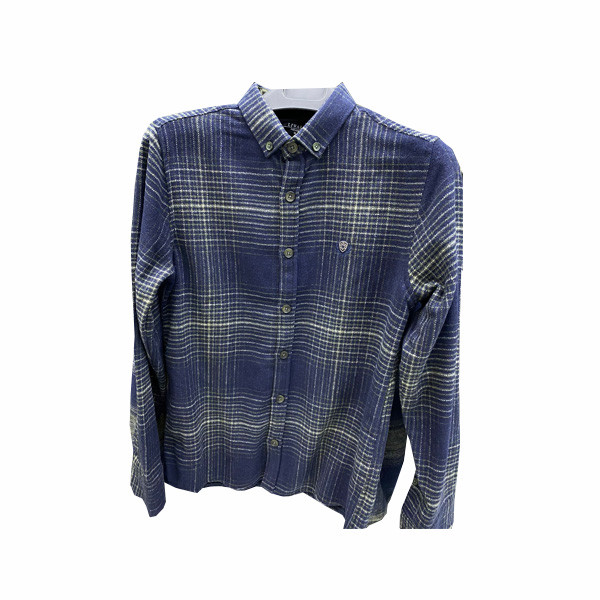 Liwali Plaid Shirt Navy Blue & White Colored
