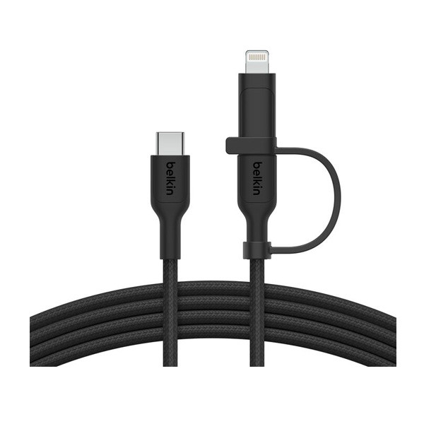 Belkin Boost Charge 2in1 USB-C to USB-C Braided Cable with Lightning Adapter, 1.5m, Black Color, Model No. CAC003hq1.5MBK