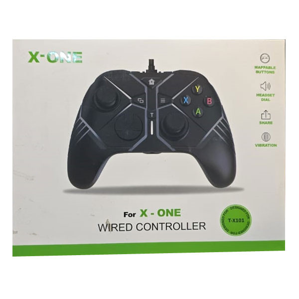 X-ONE Wired Controller for Xbox One for Xbox One/S/X/Steam/PC Windows 7/8/10, Black Color, Model No. T-X101