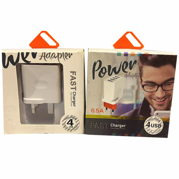 OEM Power Adapter Super Charge 30W Power, 4x USB-A ports, 6.5 A, White Color, EU & UK Type