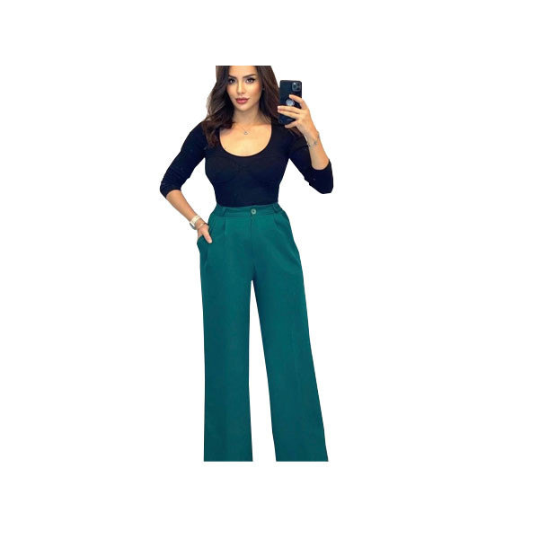 Zara Mid-Waist Straight Leg Pants for Women with Side pockets & Front Zip & Button Closure in Various Colors